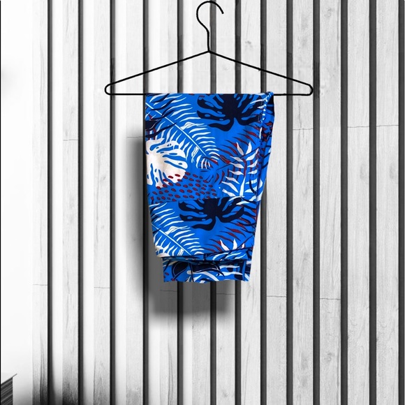 LULAROE funky one size super soft leggings blue tropical print cozy comfy - Picture 2 of 7